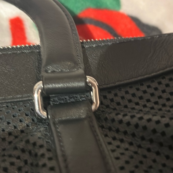 Michael Kors Libby Large Perforated Leather Travel Tote Bag (Black) - Picture 3 of 14